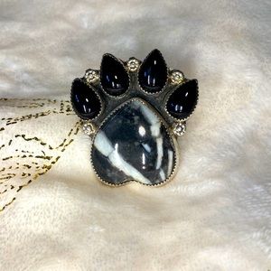 M&S quartz and black onyx paw print ring